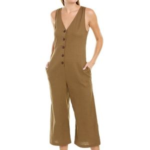 Olive green linen jumpsuit